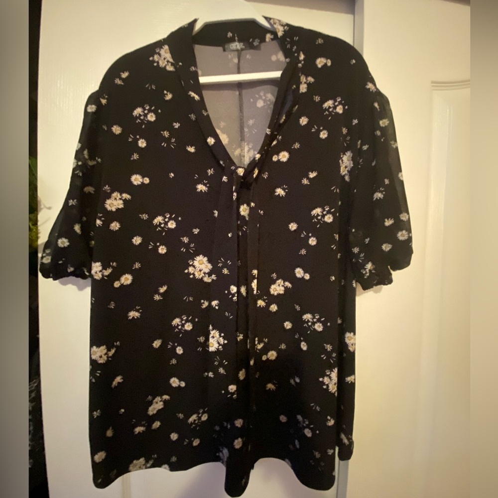 Sheer puff sleeve daisy blouse